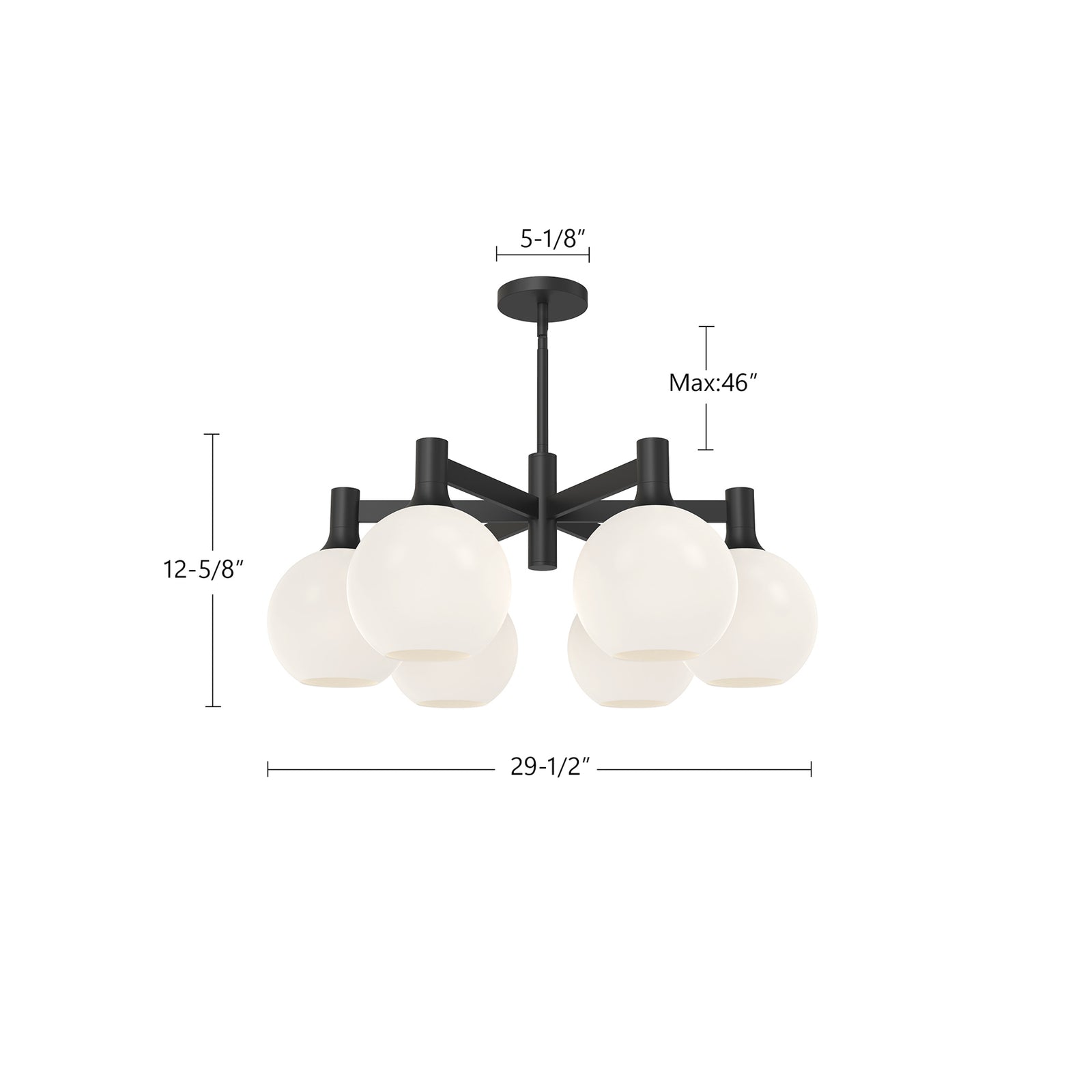 Castilla 29-in Clear Glass/Matte Black 6 Lights Chandeliers