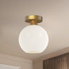 Castilla 8-in Aged Gold/Opal Matte Glass 1 Light Flush Mount