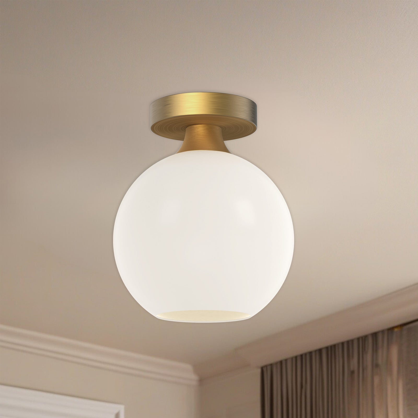 Castilla 8-in Aged Gold/Opal Matte Glass 1 Light Flush Mount