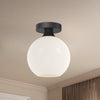 Castilla 8-in Matte Black/Opal Matte Glass 1 Light Flush Mount