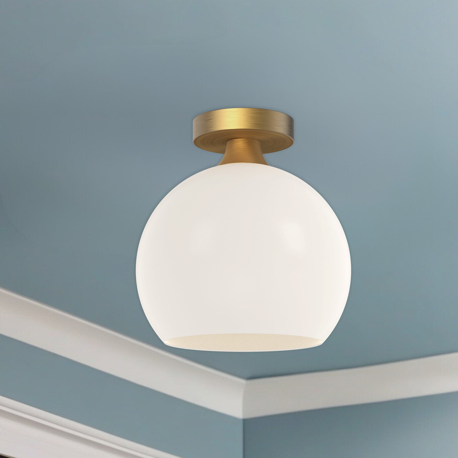 Castilla 10-in Aged Gold/Opal Matte Glass 1 Light Flush Mount