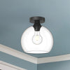 Castilla 10-in Clear Glass/Matte Black 1 Light Flush Mount