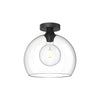 Castilla 12-in Clear Glass/Matte Black 1 Light Flush Mount