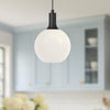 Castilla 8-in Matte Black/Opal Matte Glass 1 Light Pendant