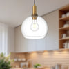 Castilla 10-in Aged Gold/Clear Glass 1 Light Pendant