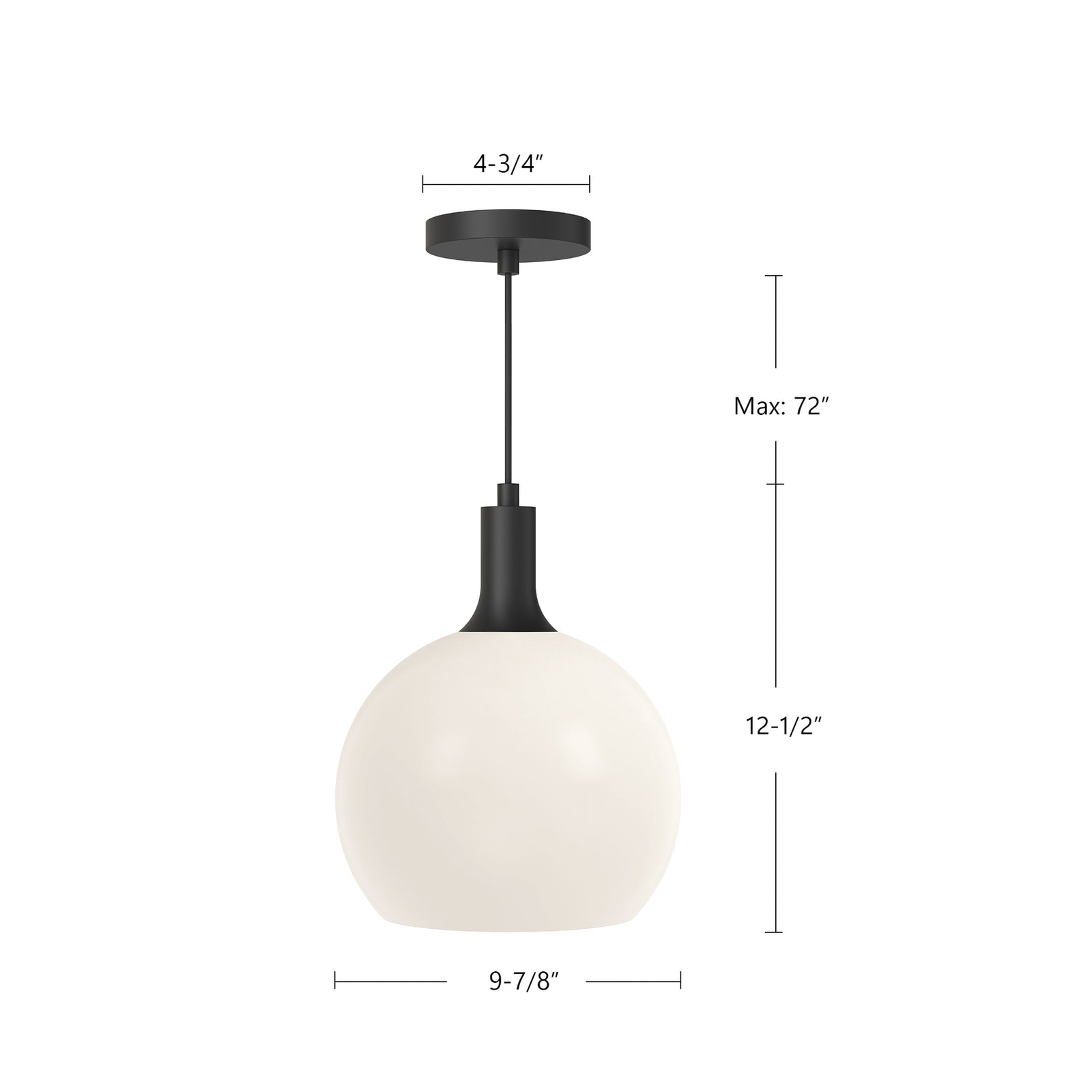 Castilla 10-in Matte Black/Opal Matte Glass 1 Light Pendant