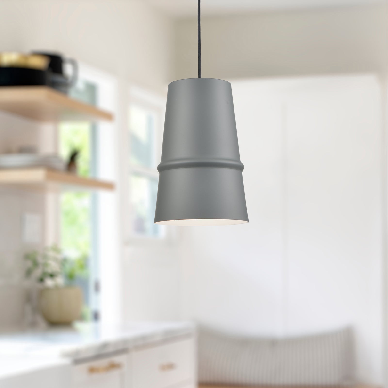 Castor 8-in Gray 1 Light Pendant