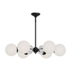 Celia 30-in Matte Black/Opal Glass 6 Lights Chandeliers