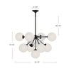 Celia 31-in Matte Black/Opal Glass 9 Lights Chandeliers