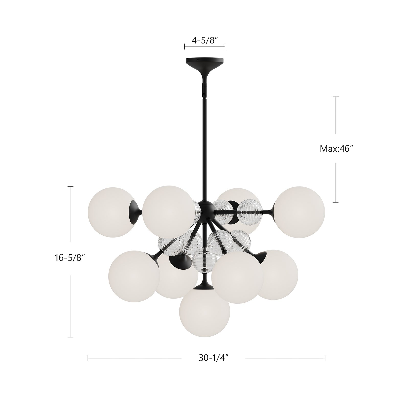 Celia 31-in Matte Black/Opal Glass 9 Lights Chandeliers