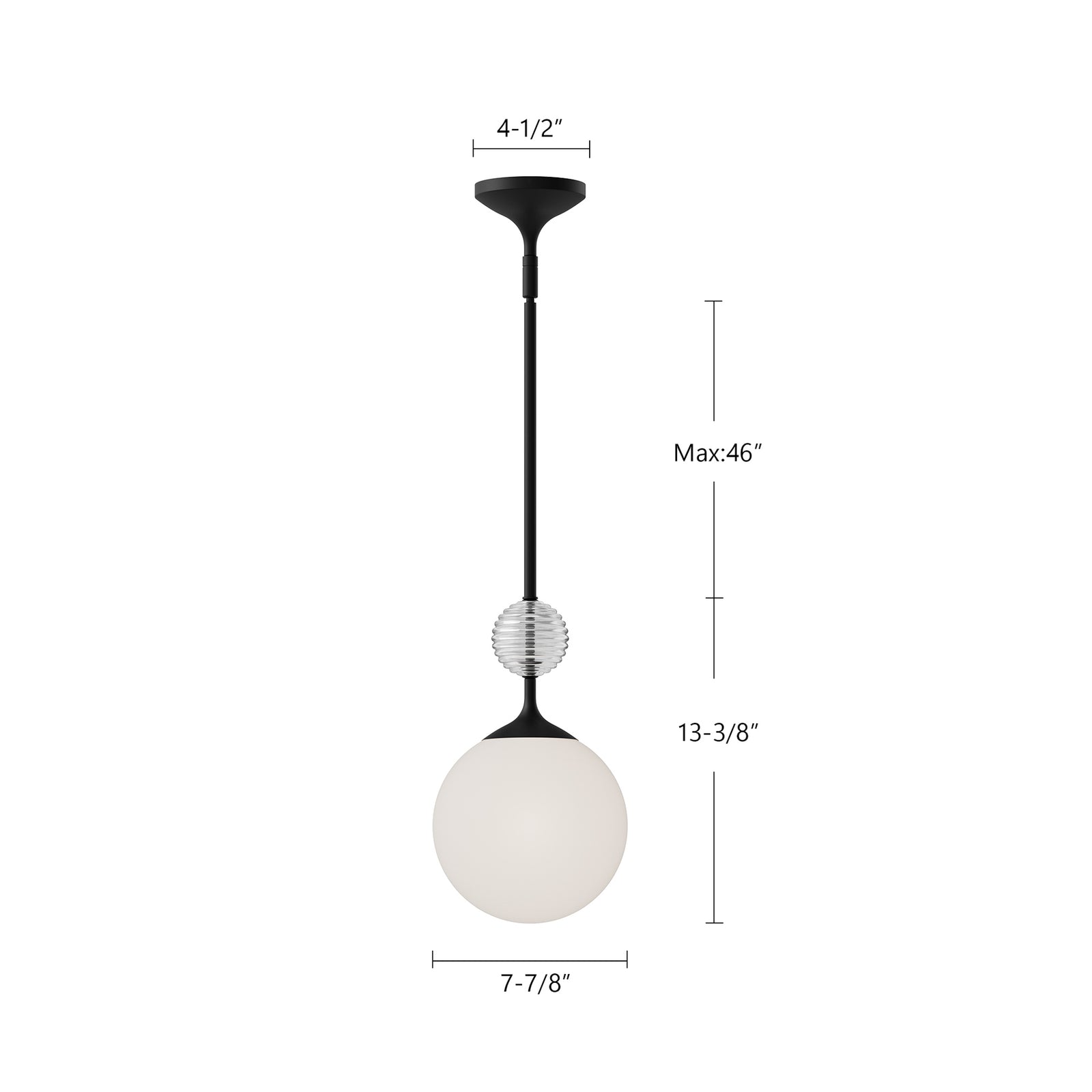 Celia 8-in Matte Black/Opal Glass 1 Light Pendant
