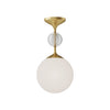 Celia 8-in Brushed Gold/Opal Glass 1 Light Semi Flush Mount