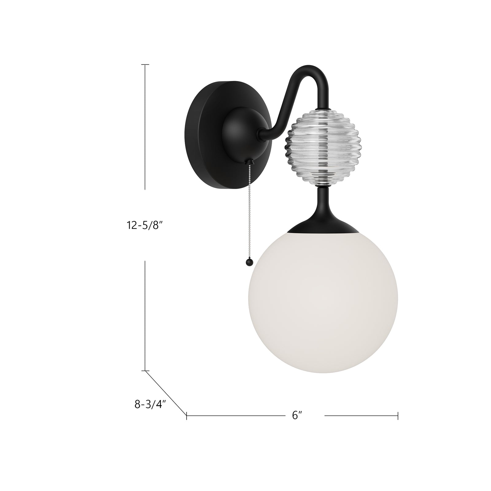 Celia 6-in Matte Black/Opal Glass 1 Light Wall/Vanity
