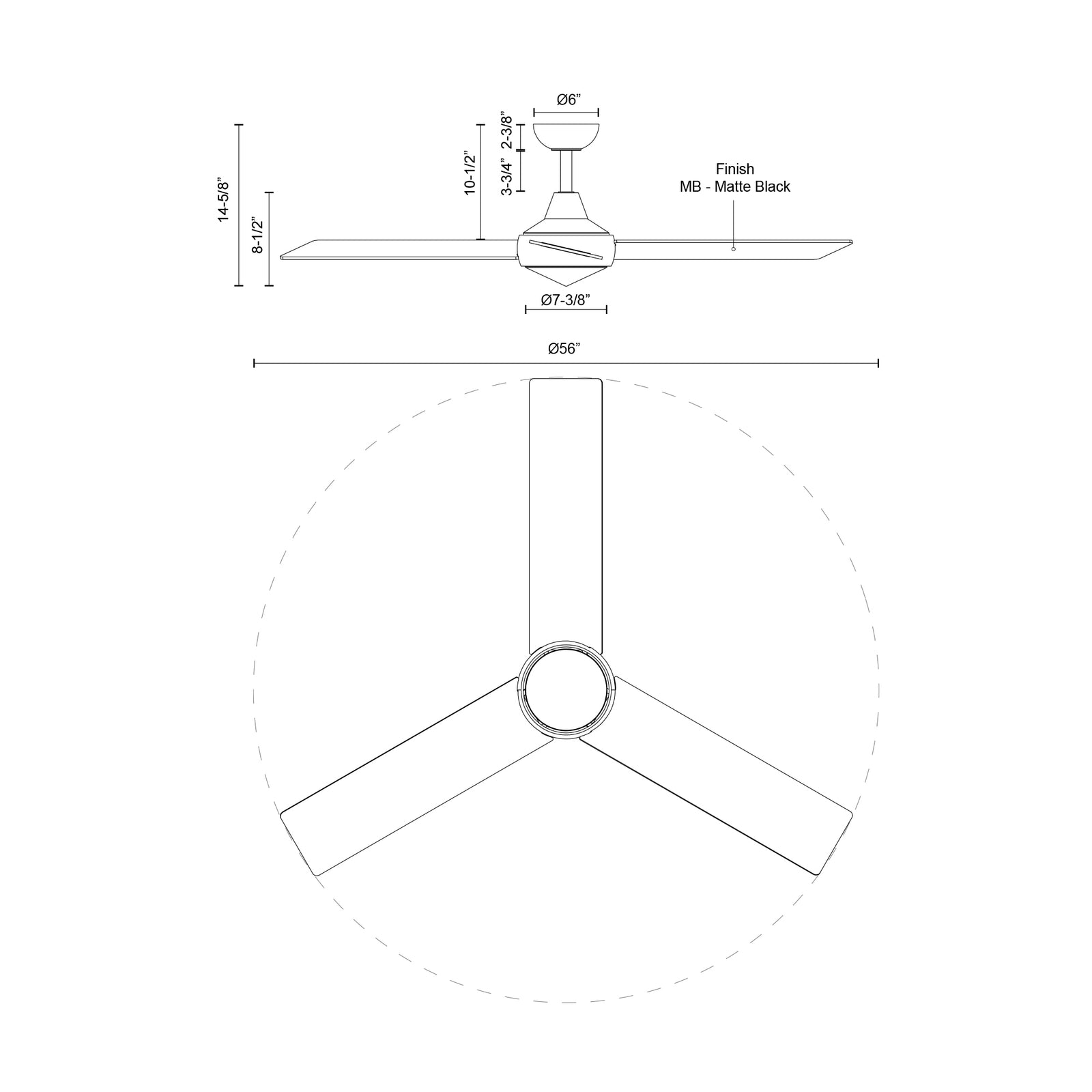 Owens 56-in Matte Black LED Fans