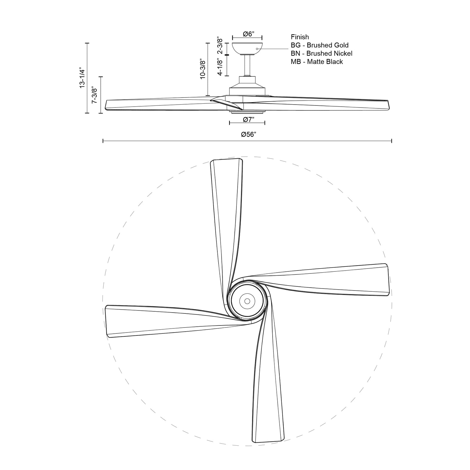 Horizon 56-in Brushed Nickel LED Fans