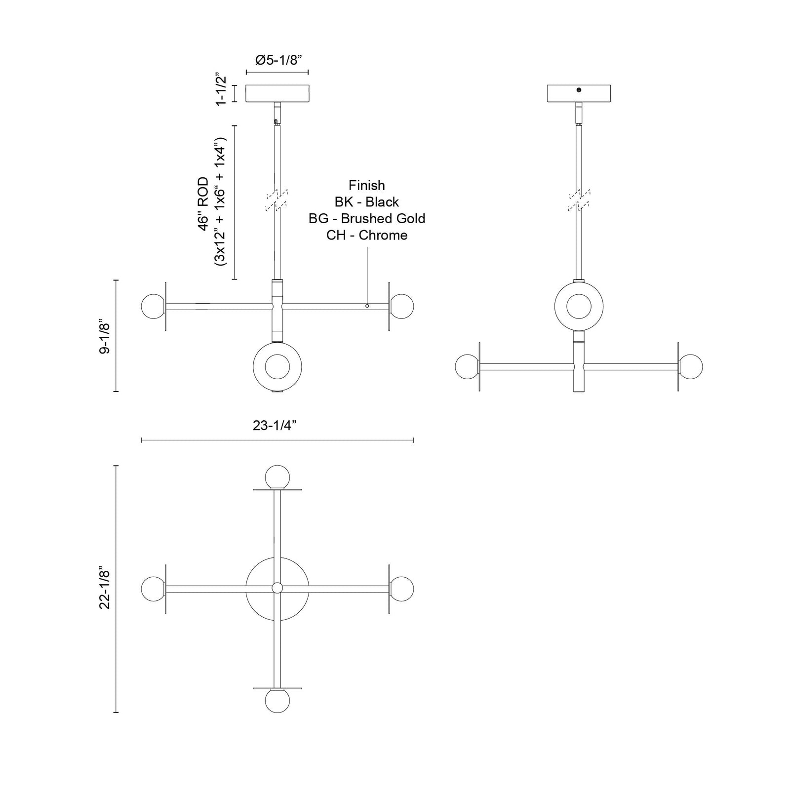 Elixir 22-in Black LED Chandelier