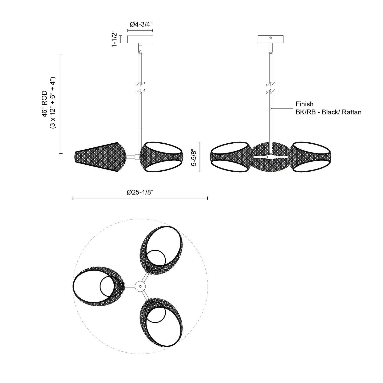 Lanai 25-in Black/Opal Glass LED Chandelier