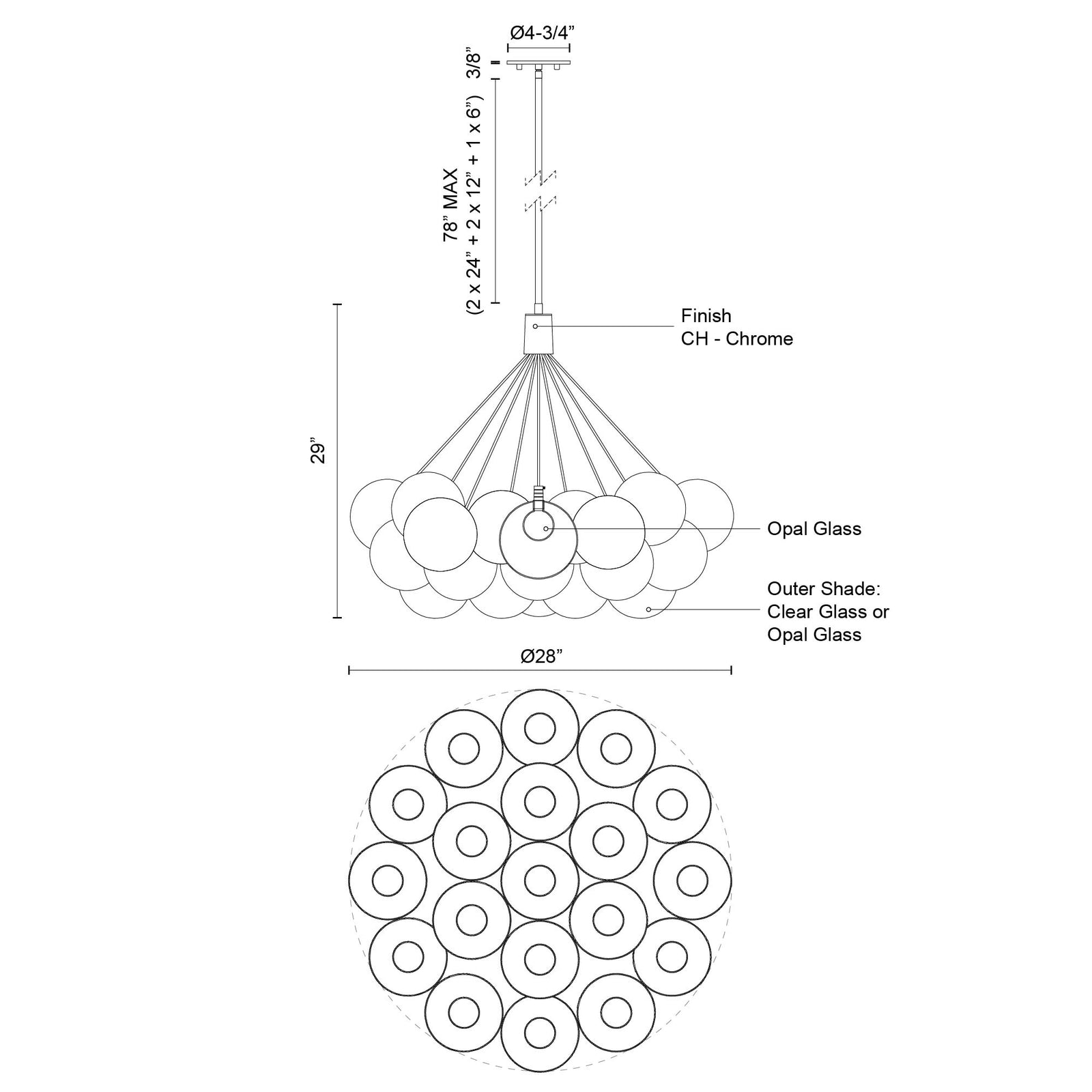 Bolla 17-in Chrome LED Chandeliers