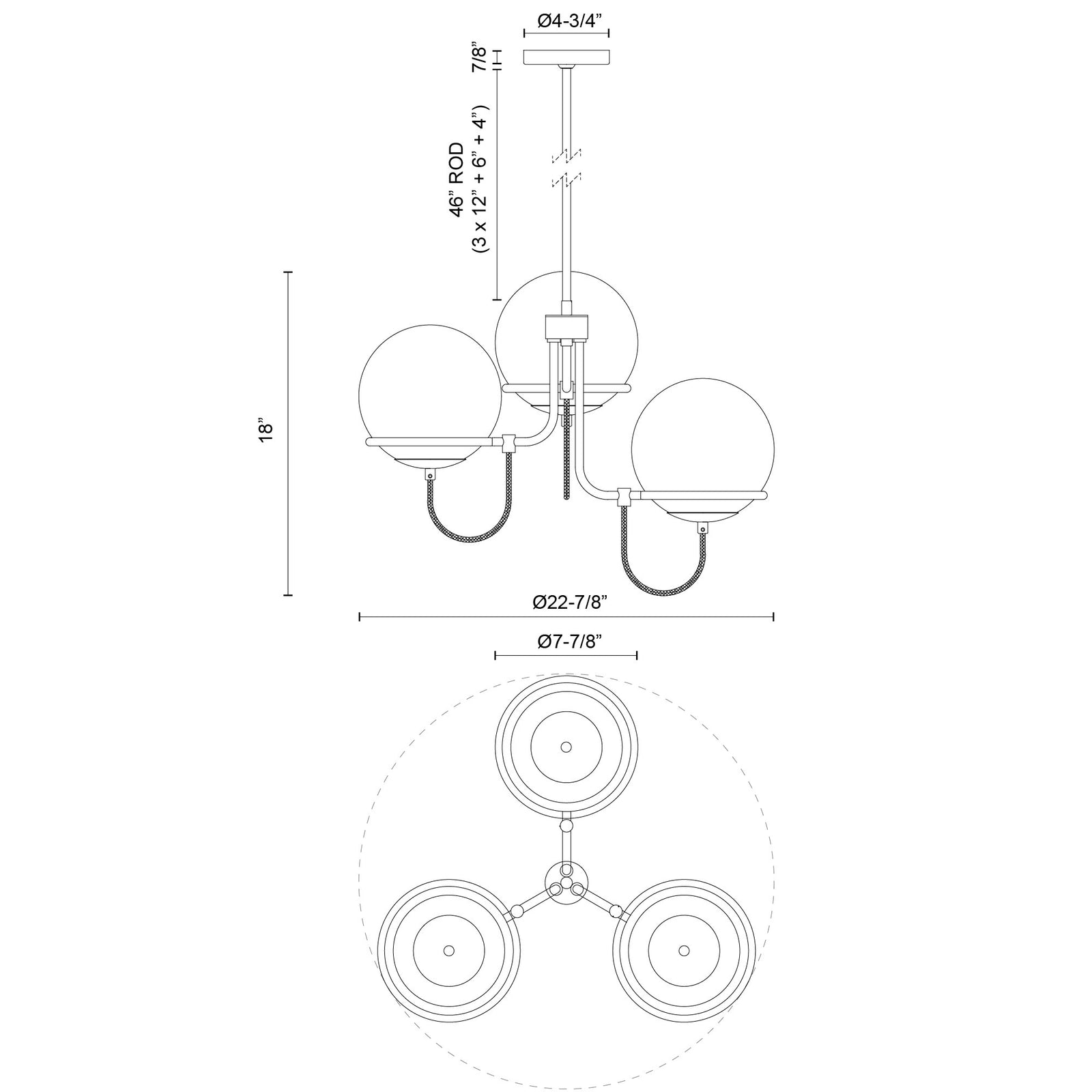 Alba 23-in Aged Brass/Opal Glass 3 Lights Chandelier