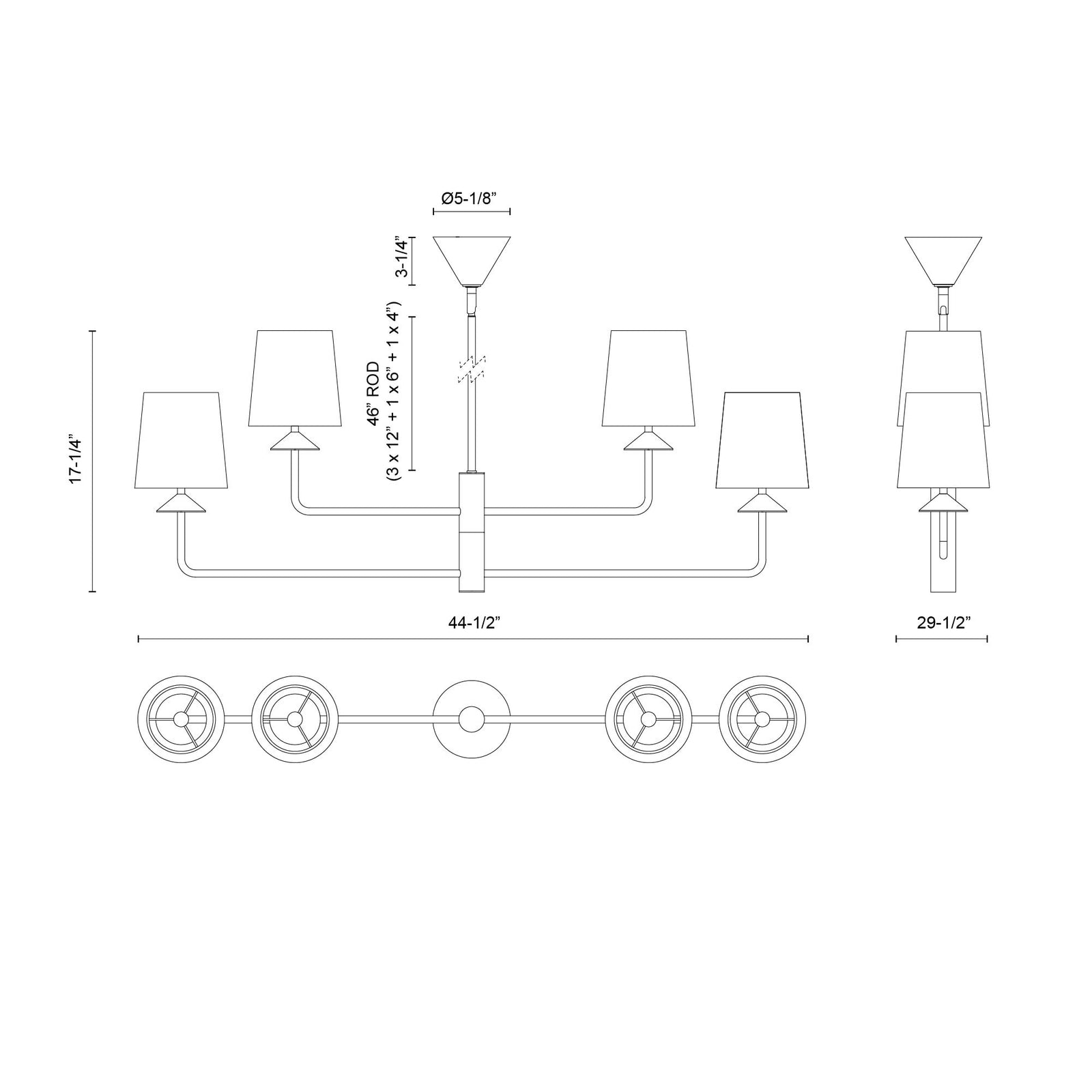 Bridgette 45-in Brushed Gold/White Linen Socket Chandelier