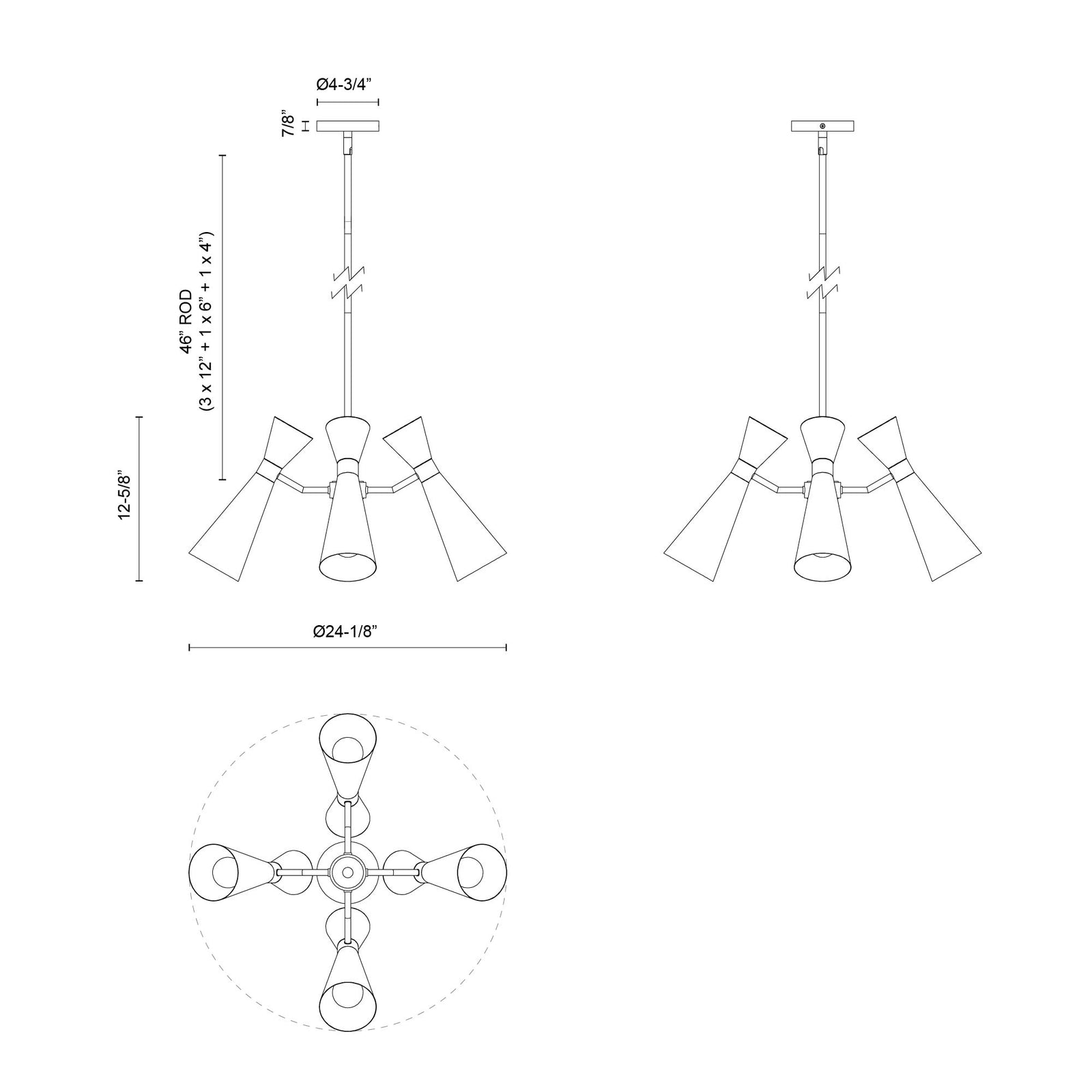 Blake 24-in White/Aged Gold Socket Chandelier