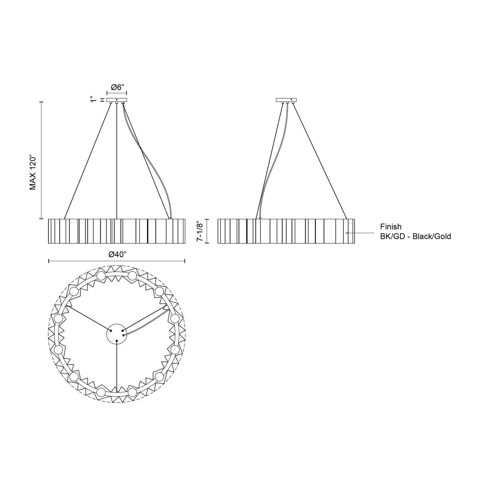 Akira 40-in Black/Gold 12 Lights Chandeliers