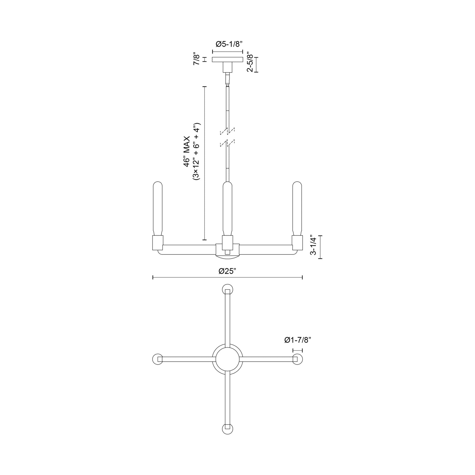 Claire 25-in Matte Black 4 Lights Chandeliers