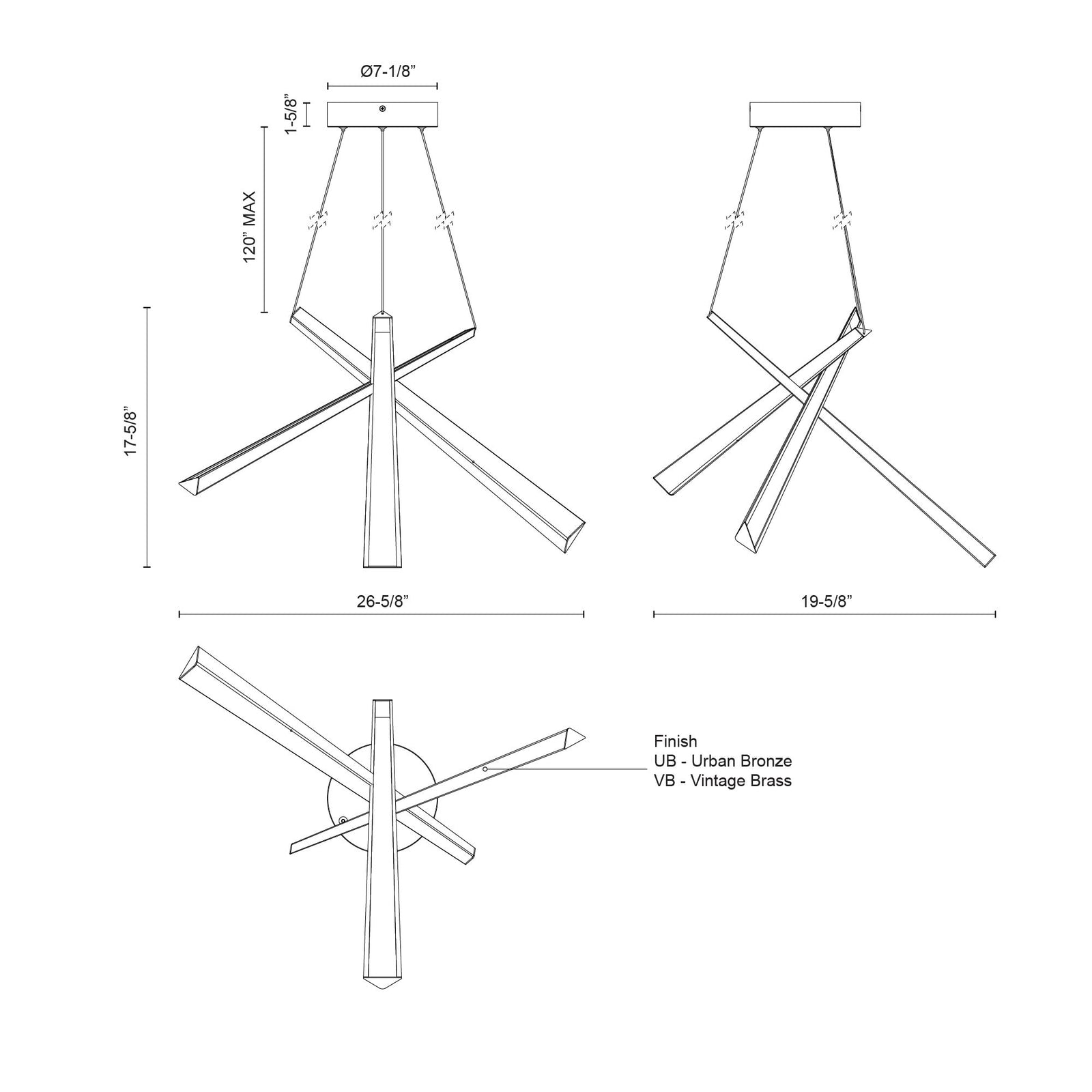 Lex 27-in Urban Bronze LED Chandelier
