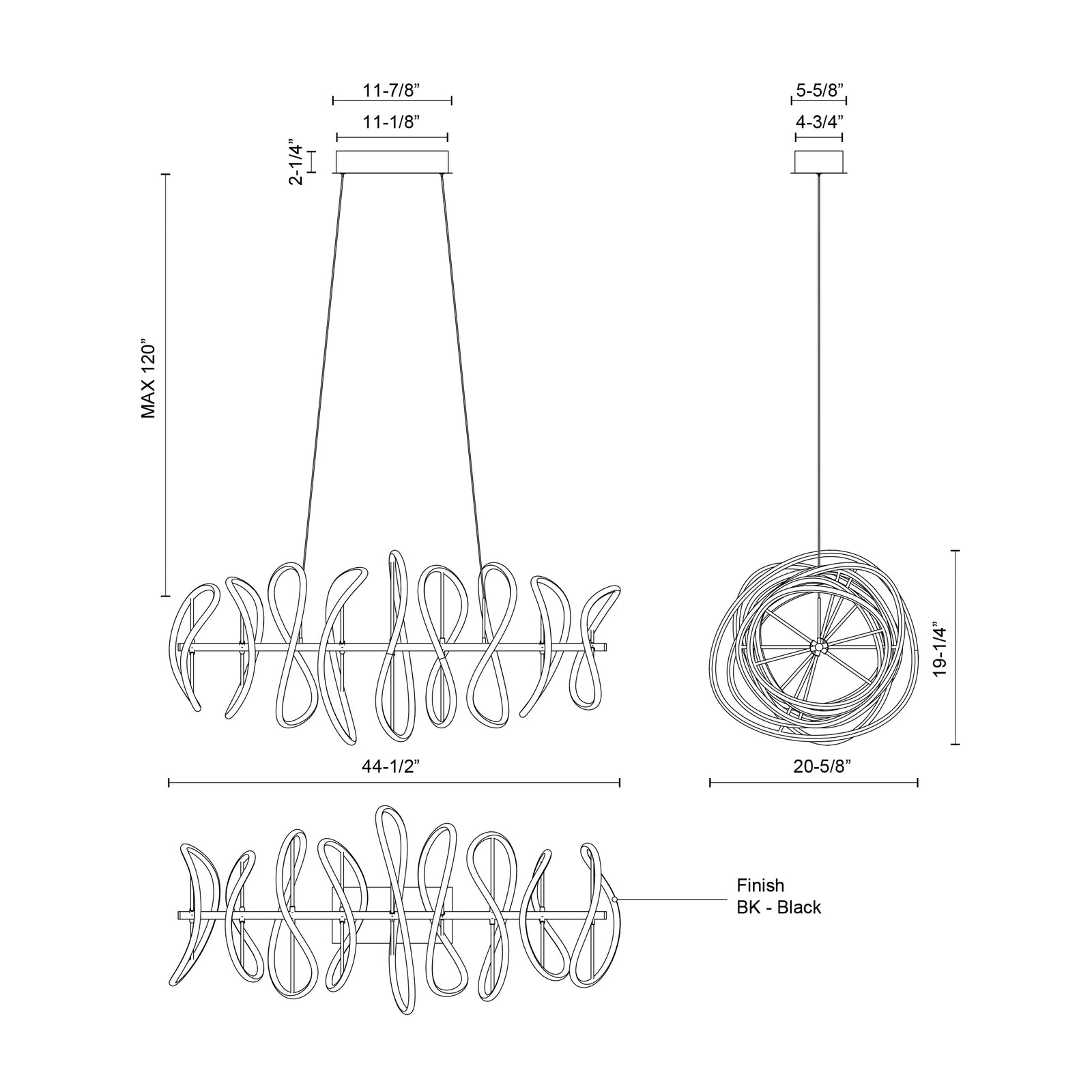 Collide 44-in Black LED Chandeliers