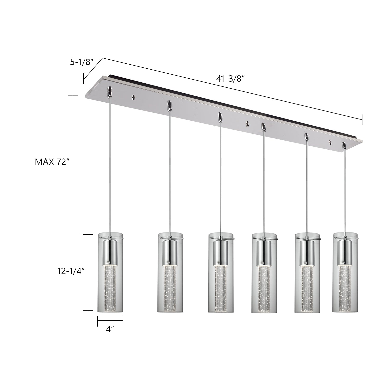 Champagne 42-in Chrome 6-Light Multi Pendant