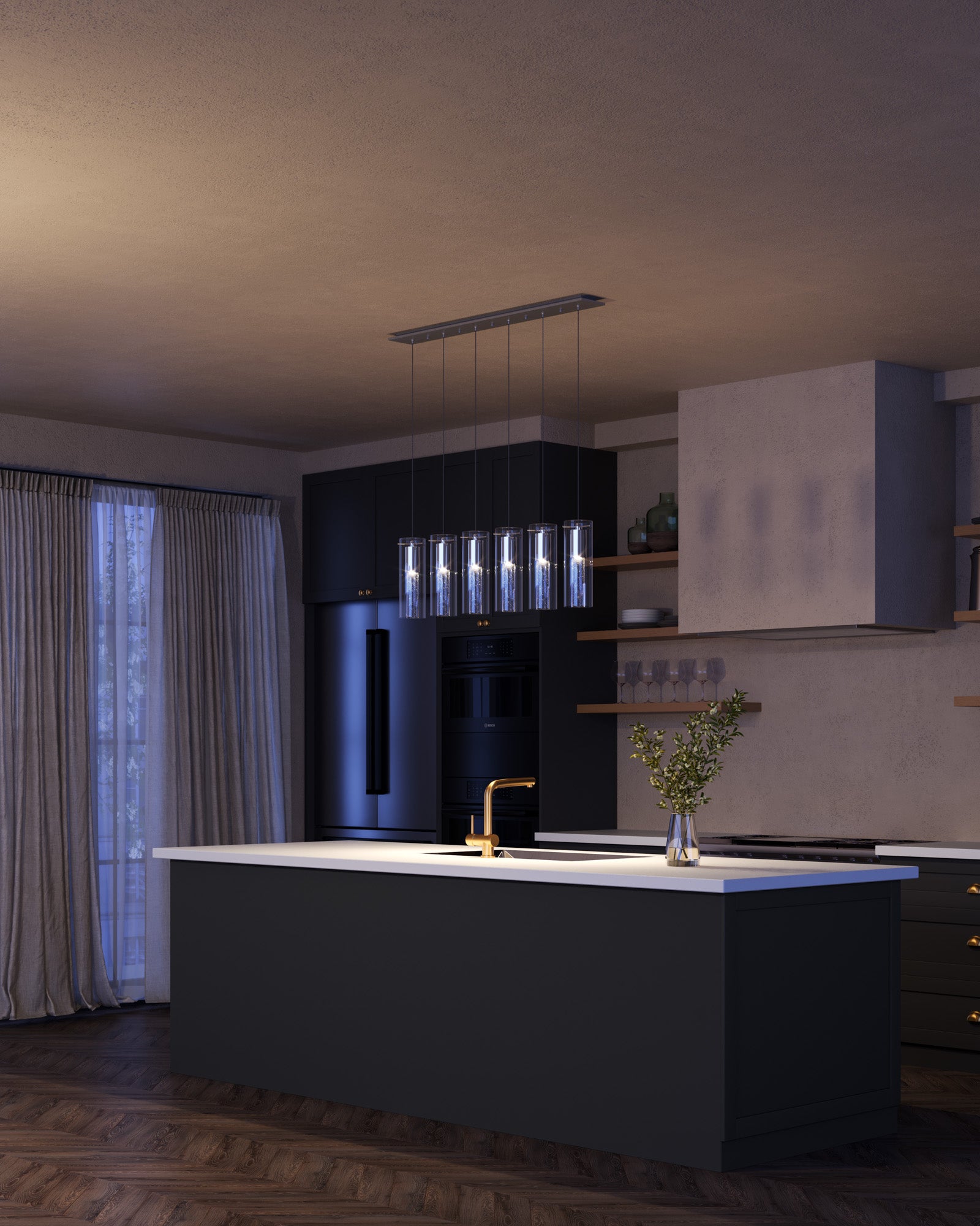 Champagne 42-in Chrome 6-Light Multi Pendant