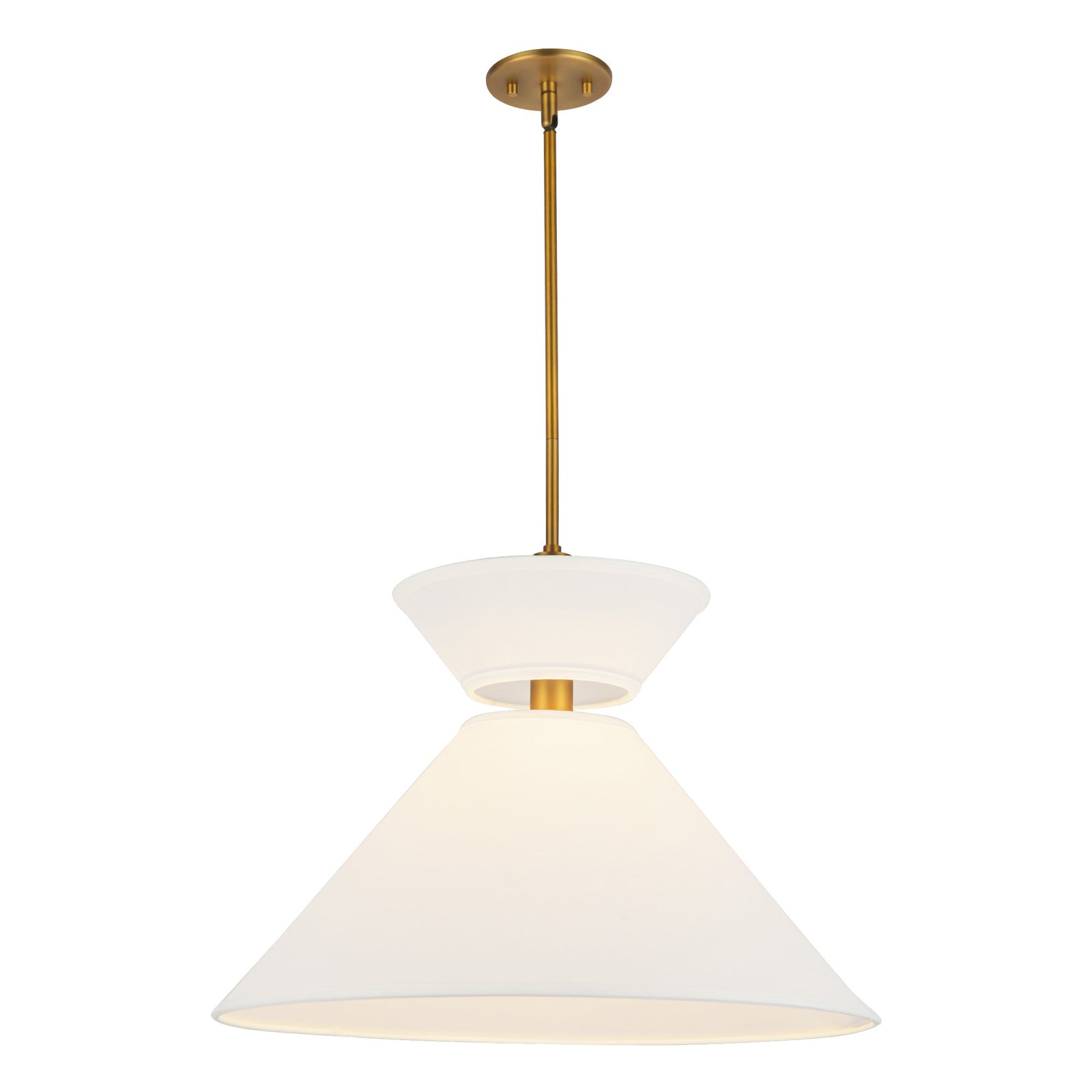 Chapelle 22-in Aged Gold/White Linen 1 Light Pendant