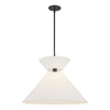 Chapelle 22-in Matte Black/White Linen 1 Light Pendant