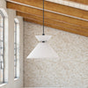 Chapelle 22-in Matte Black/White Linen 1 Light Pendant