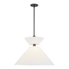 Chapelle 22-in Matte Black/White Linen 1 Light Pendant