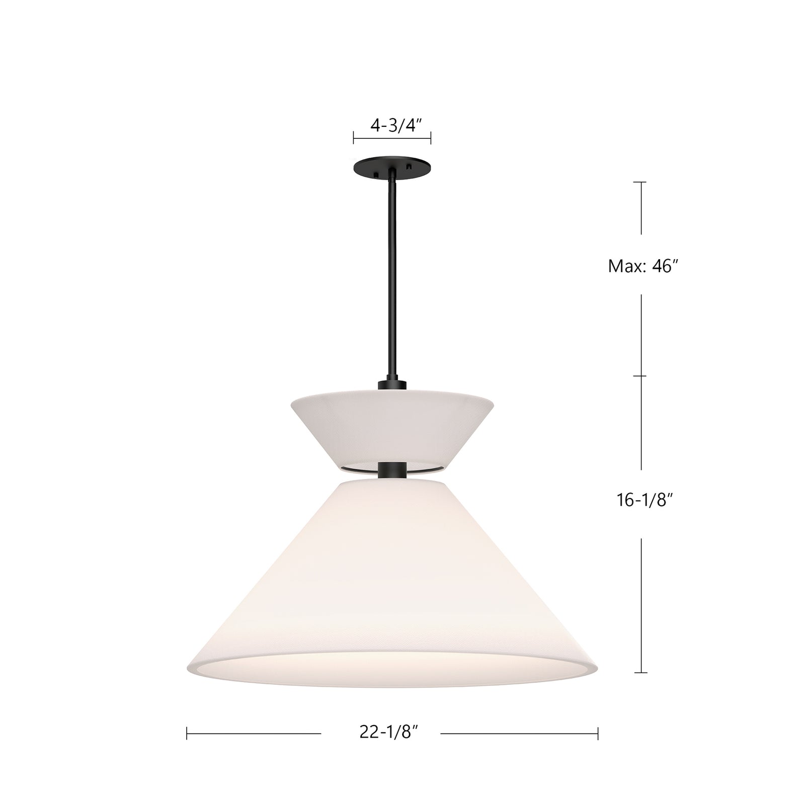 Chapelle 22-in Matte Black/White Linen 1 Light Pendant