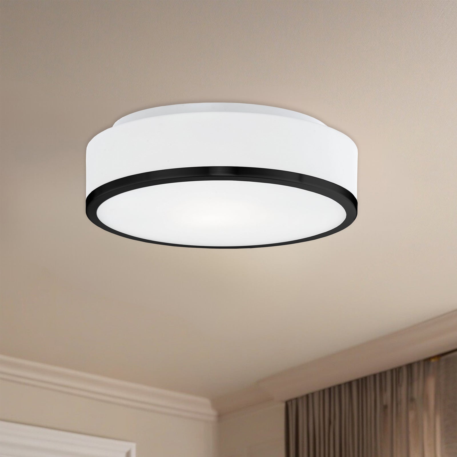 Charlie 12-in Black 2 Lights Flush Mount