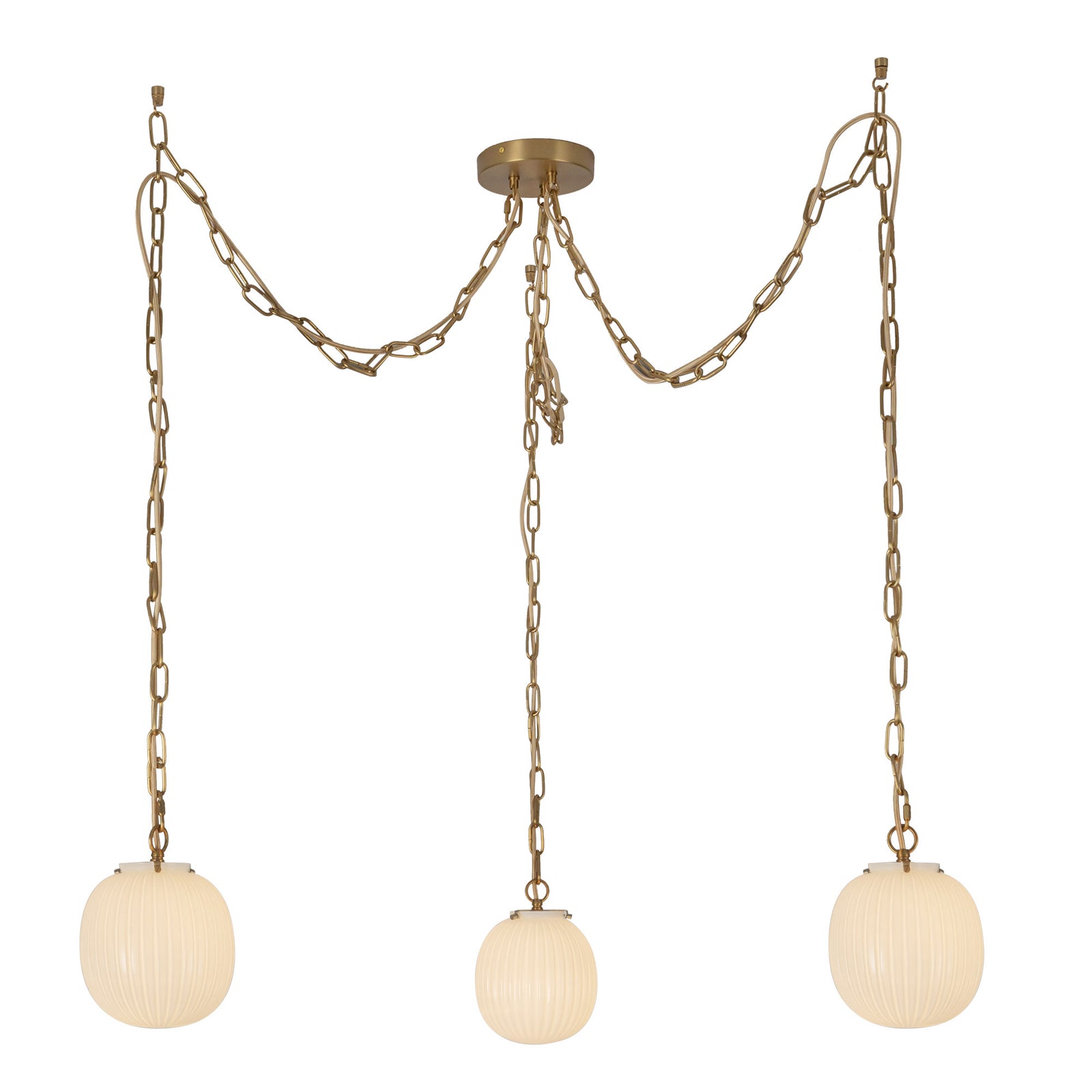 Cherise Brushed Gold/Glossy Ribbed Opal Glass Socket 7-in Multi Pendant