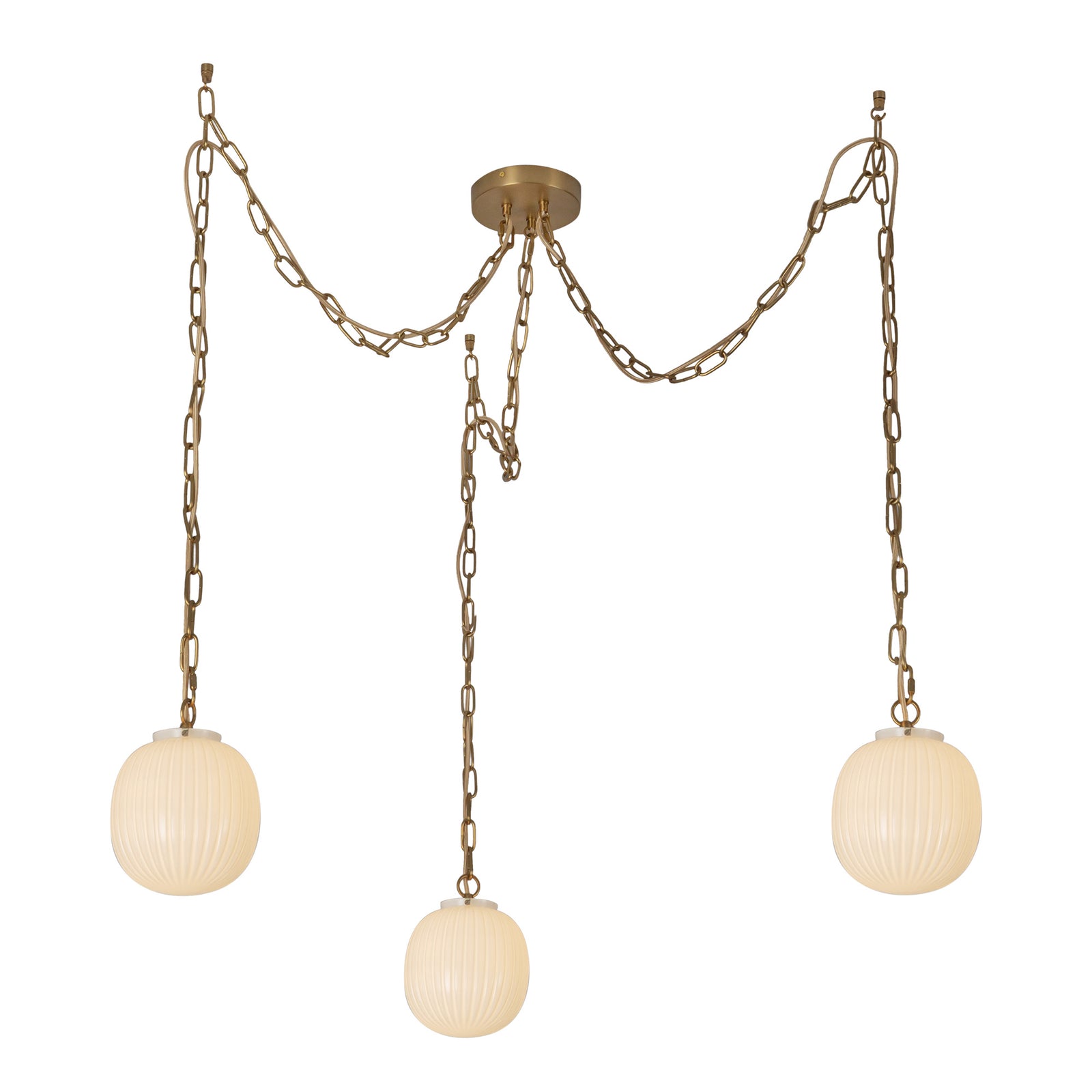 Cherise Brushed Gold/Glossy Ribbed Opal Glass Socket 7-in Multi Pendant