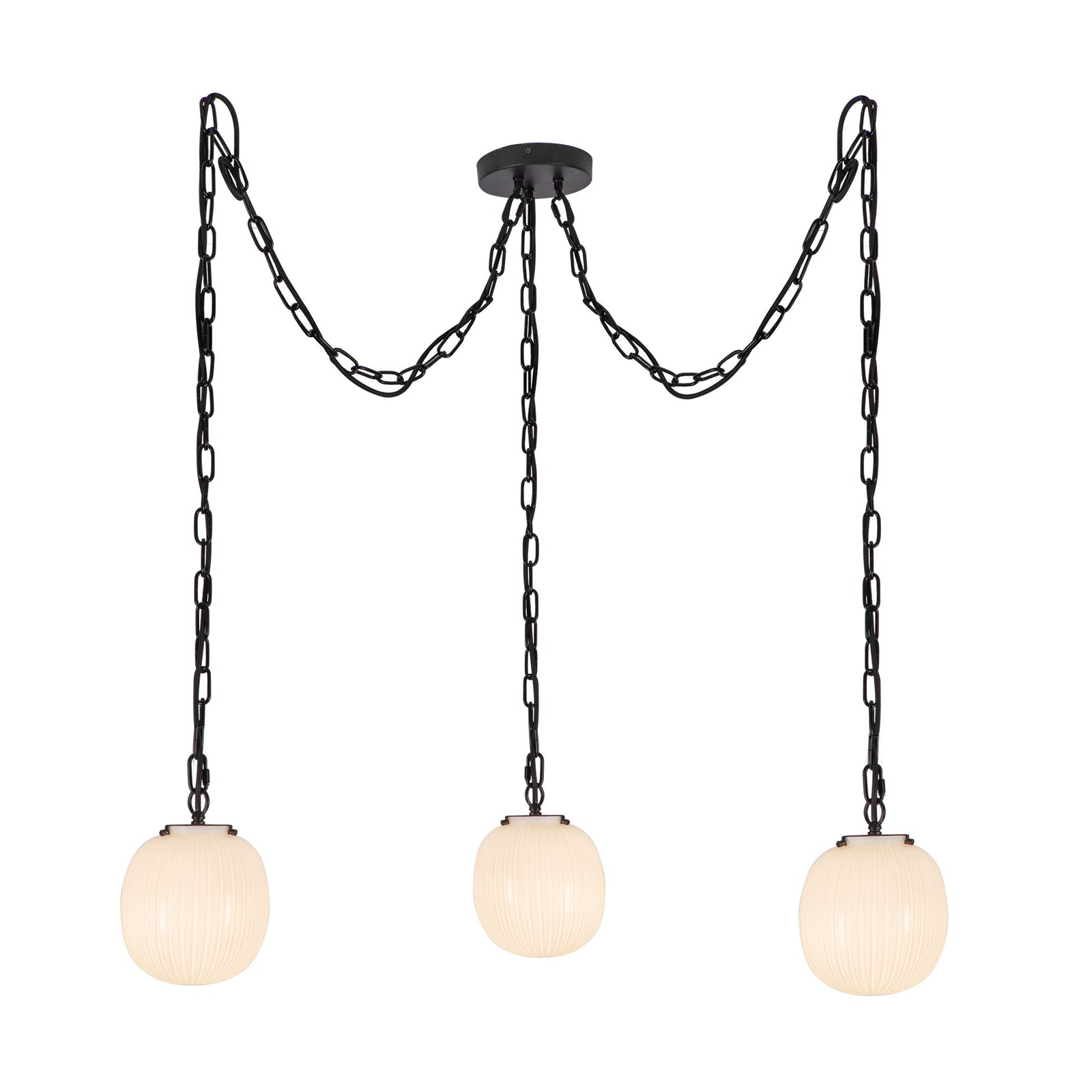 Cherise Matte Black/Glossy Ribbed Opal Glass Socket 7-in Multi Pendant