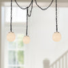 Cherise Matte Black/Glossy Ribbed Opal Glass Socket 7-in Multi Pendant