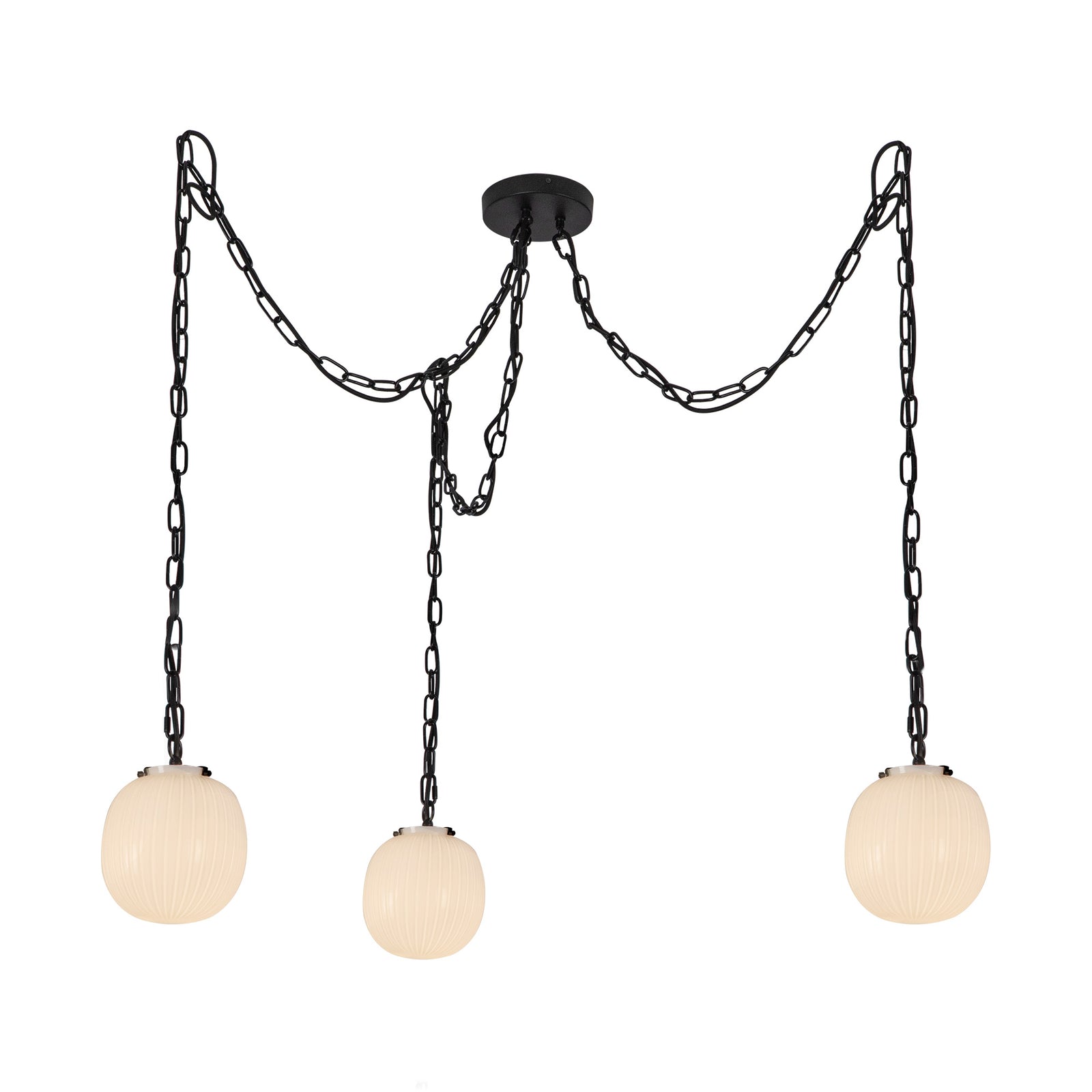 Cherise Matte Black/Glossy Ribbed Opal Glass Socket 7-in Multi Pendant