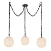 Cherise Matte Black/Glossy Ribbed Opal Glass Socket 12-in Multi Pendant