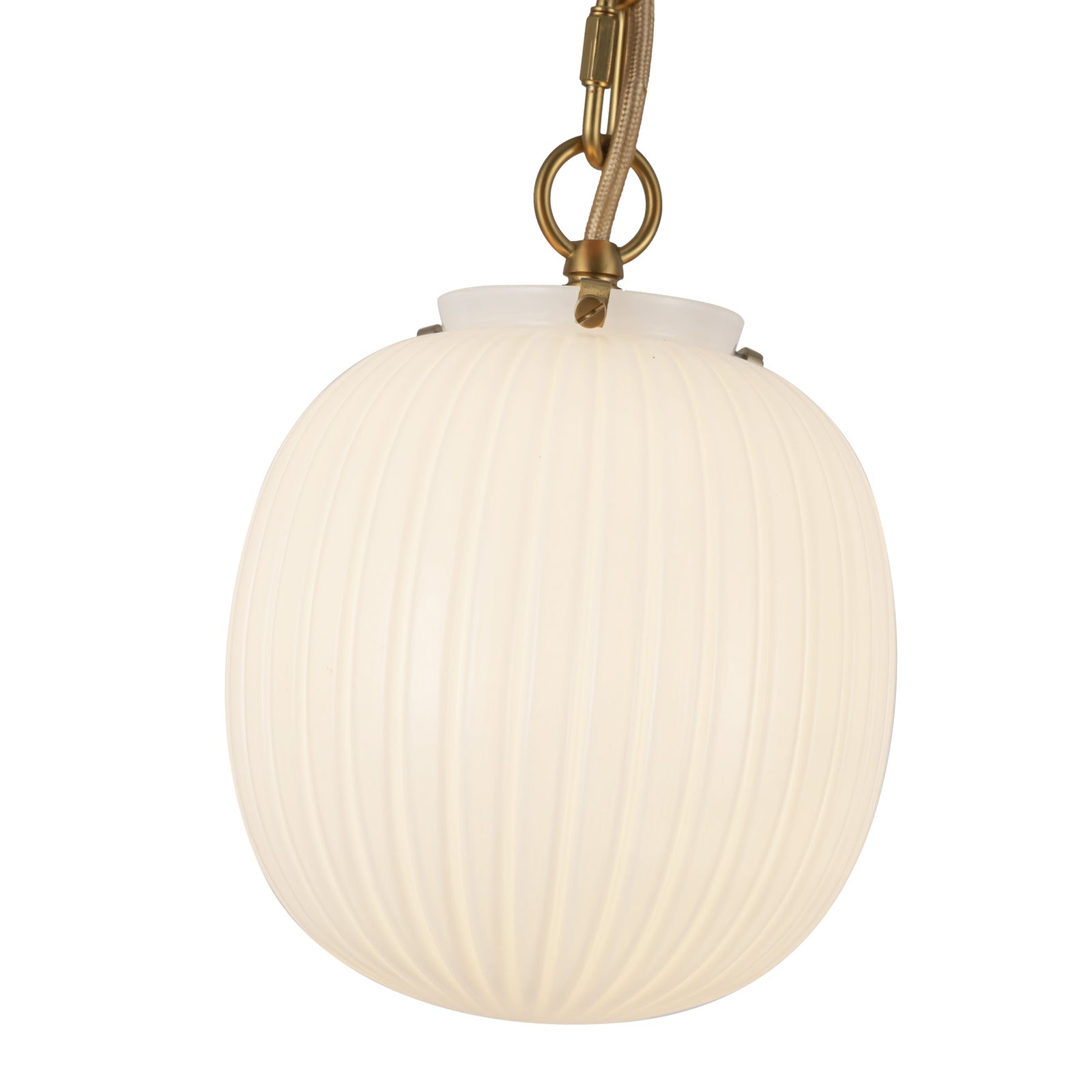 Cherise 7-in Brushed Gold/Glossy Ribbed Opal Glass Socket Pendant