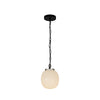 Cherise 7-in Matte Black/Glossy Ribbed Opal Glass Socket Pendant