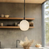 Cherise 7-in Matte Black/Glossy Ribbed Opal Glass Socket Pendant