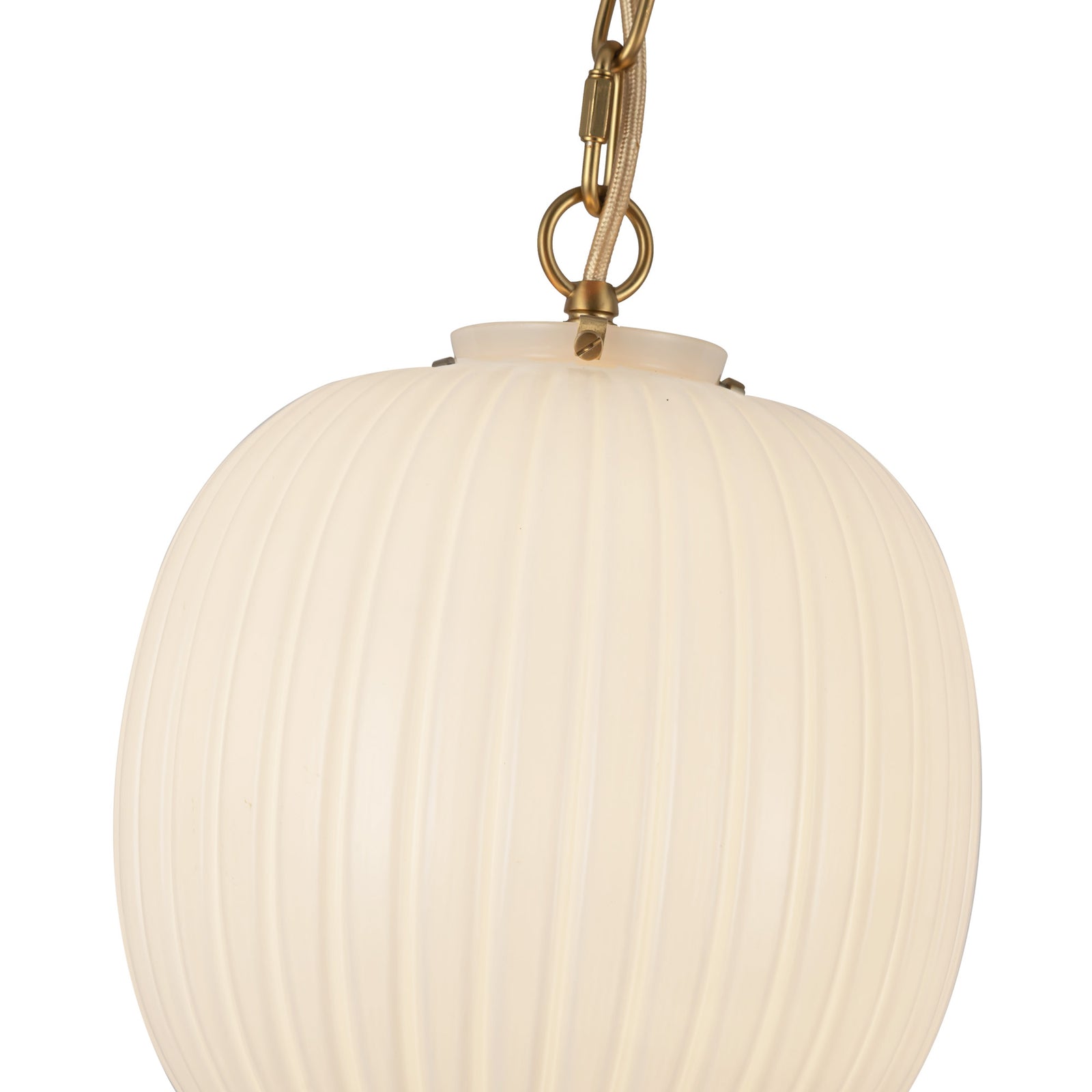 Cherise 12-in Brushed Gold/Glossy Ribbed Opal Glass Socket Pendant