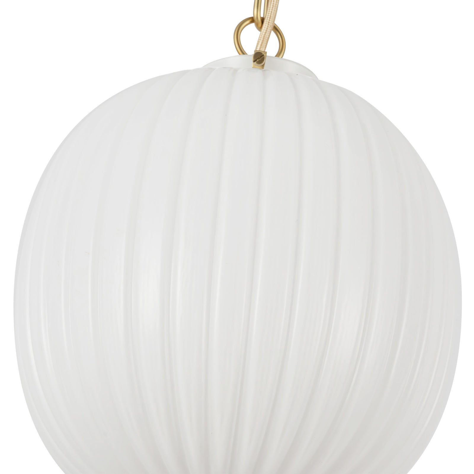 Cherise 12-in Brushed Gold/Glossy Ribbed Opal Glass Socket Pendant