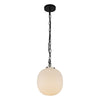 Cherise 12-in Matte Black/Glossy Ribbed Opal Glass Socket Pendant