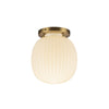 Cherise 7-in Brushed Gold/Glossy Ribbed Opal Glass Socket Semi-Flush Mount